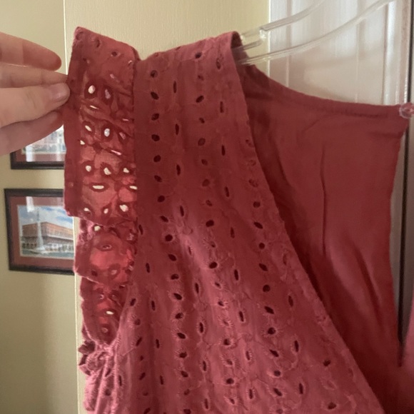 Brick colored eyelet mini dress. Size medium. NWT - Picture 3 of 4